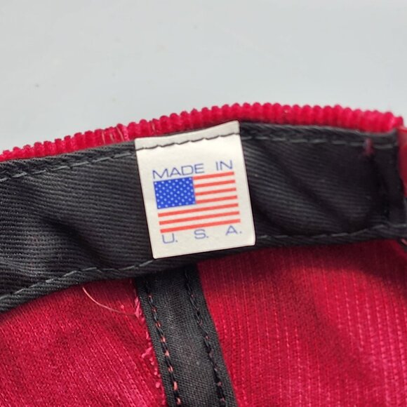 Vintage Wisconsin Corduroy Snapback Hat Red Gold Cow Made in USA - Picture 9 of 10